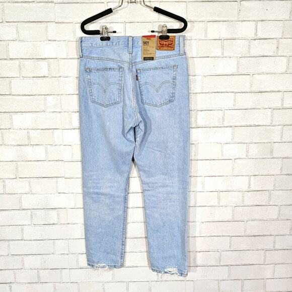 Levi's 501 Skinny Button Fly Distressed Light Wash Jeans - Picture 7 of 12